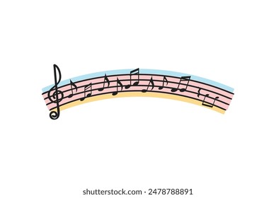 Colorful staves clef with musical notes