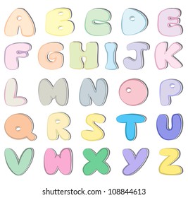 Colorful sticker alphabet vector