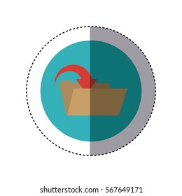colorful sticker circular border with folder with arrow inside