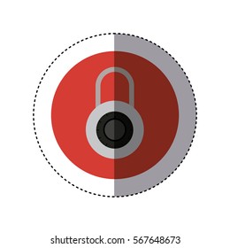 colorful sticker circular border with padlock with circular body and shackle