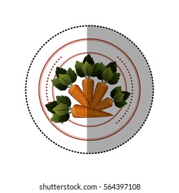 colorful sticker of circular shape with carrots vegetable