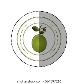 colorful sticker of circular shape with lemon fruit
