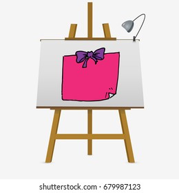 Colorful sticker for fridge drawn on easel. Hand drawn vector stock illustration