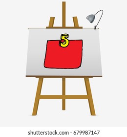 Colorful sticker for fridge drawn on easel. Hand drawn vector stock illustration