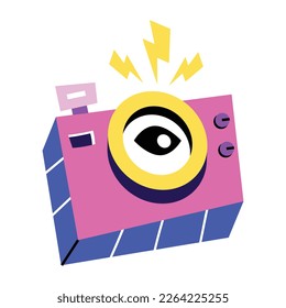 Un colorido icono de pegatina de la cámara 