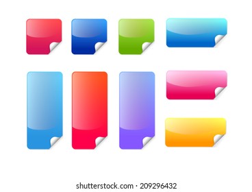 Colorful sticker label icon set vector