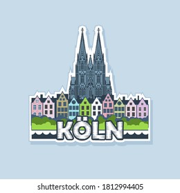 Colorful sticker or magnet of the city of Cologne.