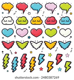 Colorful sticker pack . Vector illustration