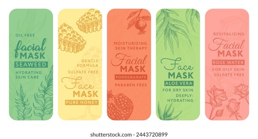 Colorful sticker set for facial mask package