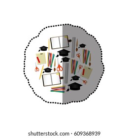 colorful sticker set formed by study icons vector illustration
