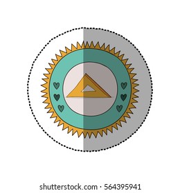 colorful sticker in sun shape with hearts and rule squad