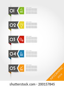 colorful stickers with arrow and number. infographic concept.
