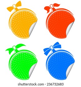 colorful stickers set christmas ball on white