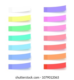 Colorful stickers set isolated on white background. Post note sticker for web site, banner, business notice,label and message. Useful for ads,marketing,tag and reminder. Vector illustration, eps 10