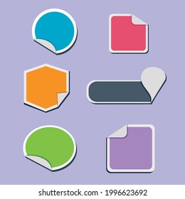 Colorful stickers of various geometric shapes.