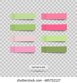 Colorful stickers. Vector illustration. Set of pink and green post note sticky.