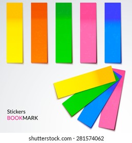 Colorful sticky note, bookmarks, vector illustration.