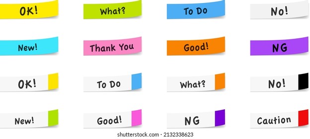 Colorful Sticky note with message set