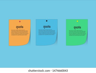 Colorful sticky note on blue background. Vector illustration concept.