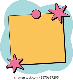 Colorful Sticky Note with Star Decorations in Playful Frame