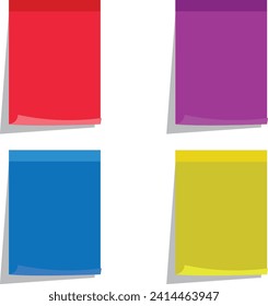  Colorful sticky note, vector illustration.