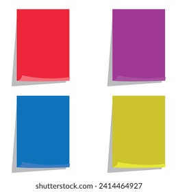  Nota pegajosa colorida, ilustración vectorial.