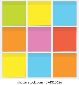 Colorful sticky note, vector illustration.