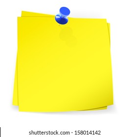 Colorful sticky notes attached with blue pin. Vector Illustration