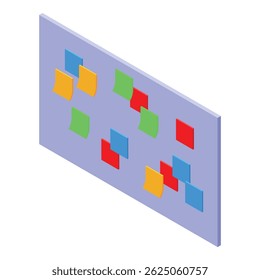 Colorful sticky notes attached to scrum board representing tasks and progress in agile project management