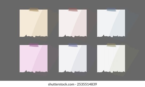 Colorful Sticky Notes and Labels Collection with pin and post it, on gray background, Notepaper meeting reminder, Flat Modern design , illustration Vector EPS 10