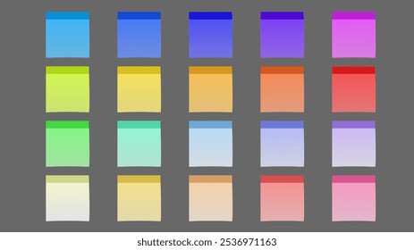 Colorido Sticky Notes e Labels Coleção com pino e postá-lo, em fundo cinza, Lembrete de reunião de papel de notas, Design moderno plano, ilustração Vetor EPS 10