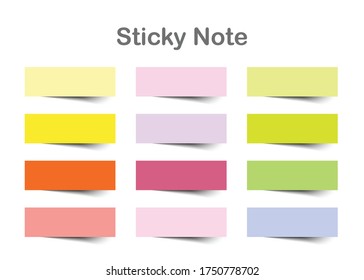 Coloridas notas pegajosas sobre fondo blanco.Ilustración vectorial.