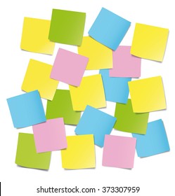 Colorful sticky notes on white background. Vector illustration. Ready for your design