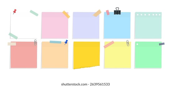 Colorful Sticky Notes and Planner Vector Organizer Set	
