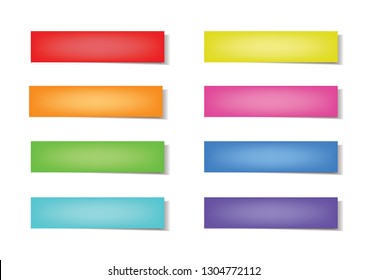 Colorful sticky notes, post it stickers with shadows isolated background.