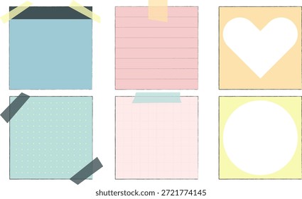 Conjunto de notas adhesivas de colores. Colócalo en blanco en papel amarillo, verde, rosa y azul. Publícalo para el memorando de trabajo, recordatorio para hacerlo. Colección de pegatina de papel de oficina.