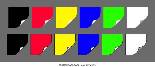 Colección pegajosa colorida del sistema de las notas, iconos en blanco del vector del papel del memorándum aislados