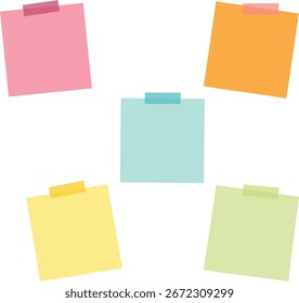 Conjunto de Notas Autoadesivas Coloridas Isolado no Plano de Fundo Branco