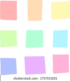 colorful sticky notes Squares isolated on white