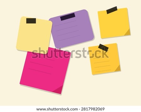 Colorful sticky notes with tabs arranged in a floating cluster