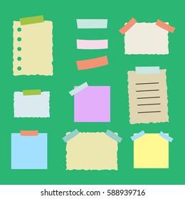 colorful sticky paper note illustration set