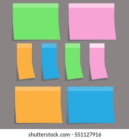 colorful sticky paper note on gray background. sticky note sign.
