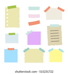 colorful sticky paper note vector illustration set