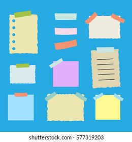 Colorful sticky paper note vector illustration set. Sticky paper  vector