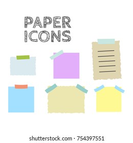 colorful sticky paper note vector illustration set