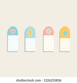 Colorful sticky reminder note papers set