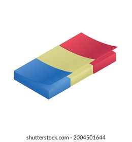 Hojas pegajosas coloridas para notas ilustraciones vectoriales isométricas