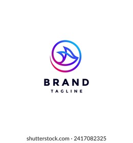 Colorful Stingray Outline In Circle Logo Design. Continuous Line of Stingrays Forming a Circle Symbol Logo Design.