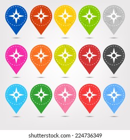 Colorful Stitched Location Mapping Pins Icon Sets