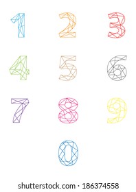 colorful stitched numbers set, vector